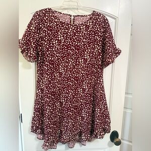 Women's Burgundy Print Dress